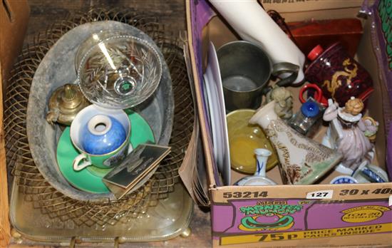 Mixed ceramics, tray, planter, pocket watch and glass etc